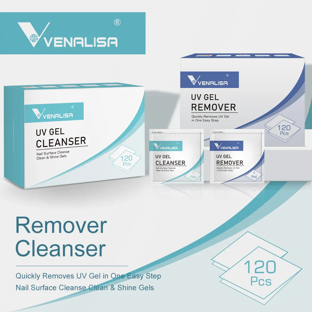 Venalisa Reinigungstücher – 20/120 Stück UV Gel Remover & Cleanser Pads