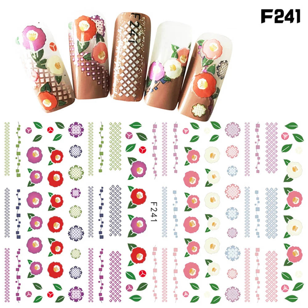Nagelsticker Blumen F129 – zarte rosa Blumen für Nail Art Design
