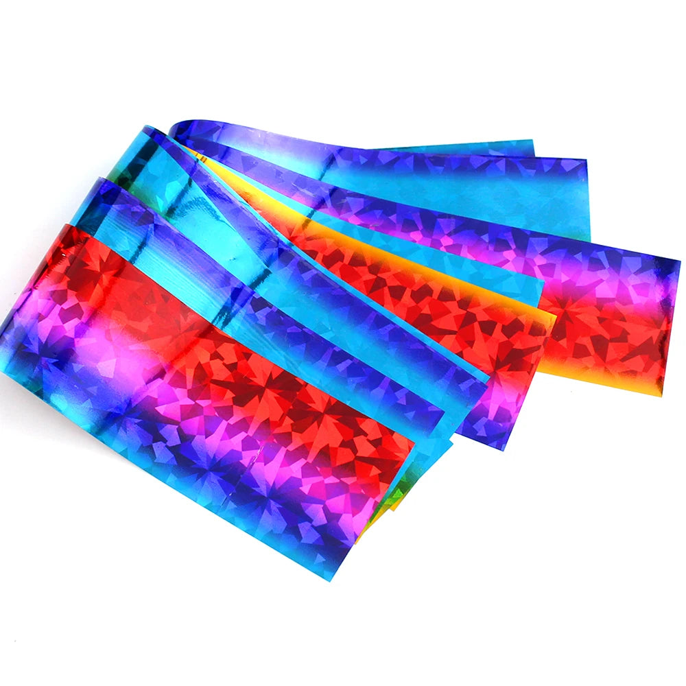16-teiliges Holografisches Nail Art Folien-Set – Regenbogen Transferfolie