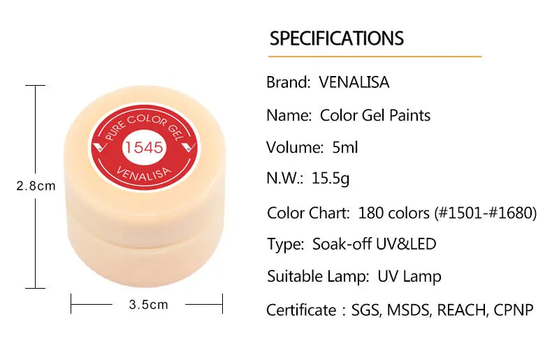 Venalisa Starry Painting Gel – 5 ml – Nailart-Gel für feine Designs & Linien