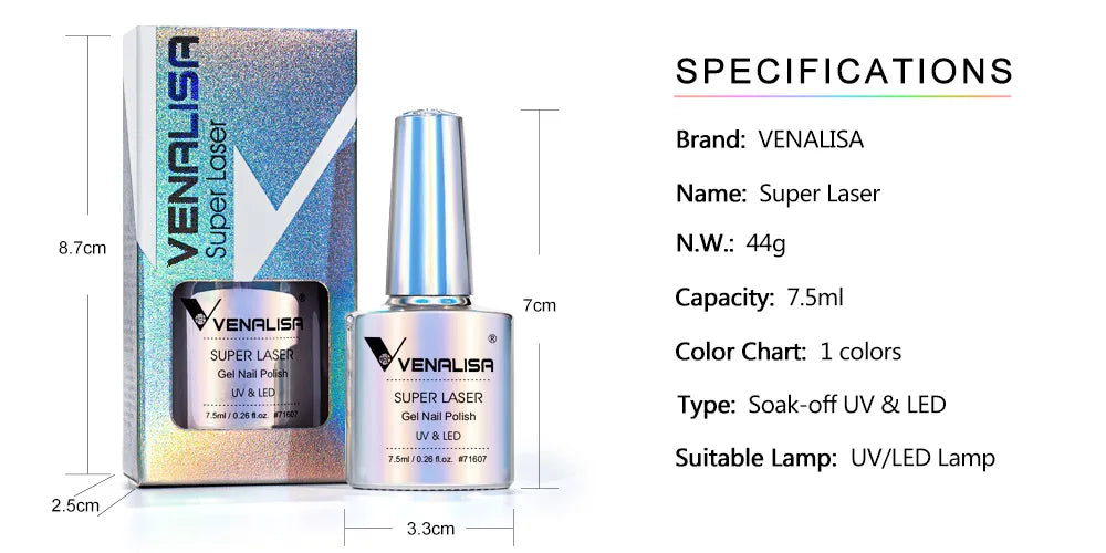 Venalisa Super Laser Gel – 7,5ml Holografischer Glitter UV/LED