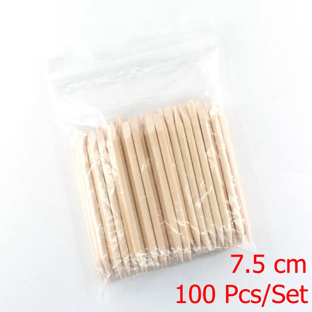 Orangenholzstäbchen – 10/30/50/100 Stk, 4 Längen für Maniküre & Nagelhautpflege