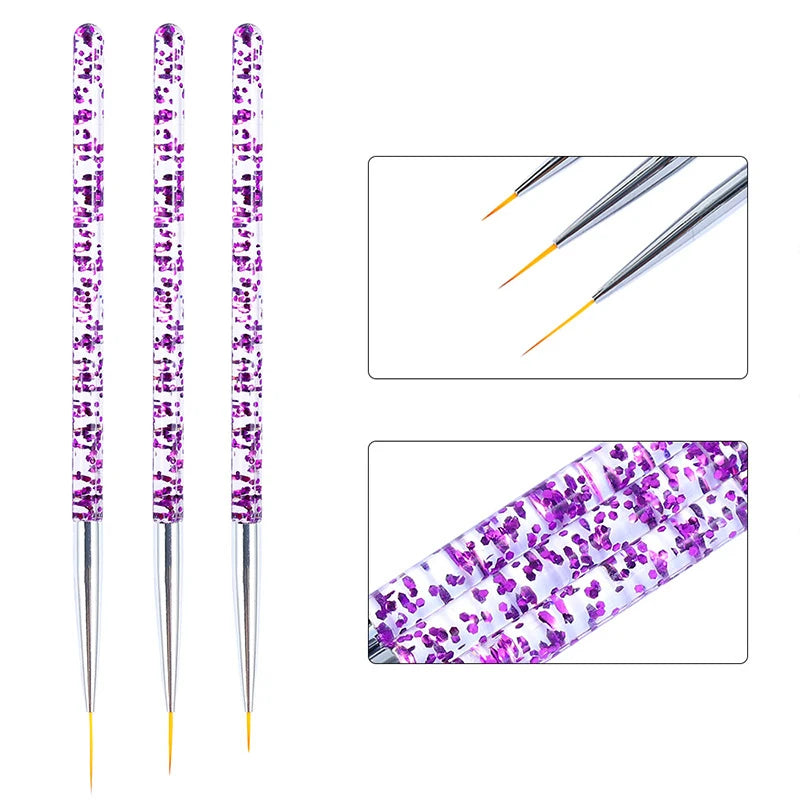 3er-Set Nailart-Pinsel – Feine Linienpinsel für French Design & UV-Gel