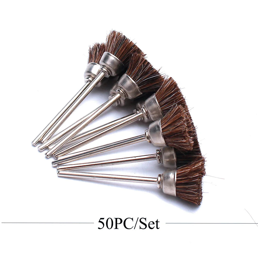 50x Reinigungsbürsten für Fräseraufsätze – Kupfer & Nylon | Profi-Zubehör für Maniküregeräte