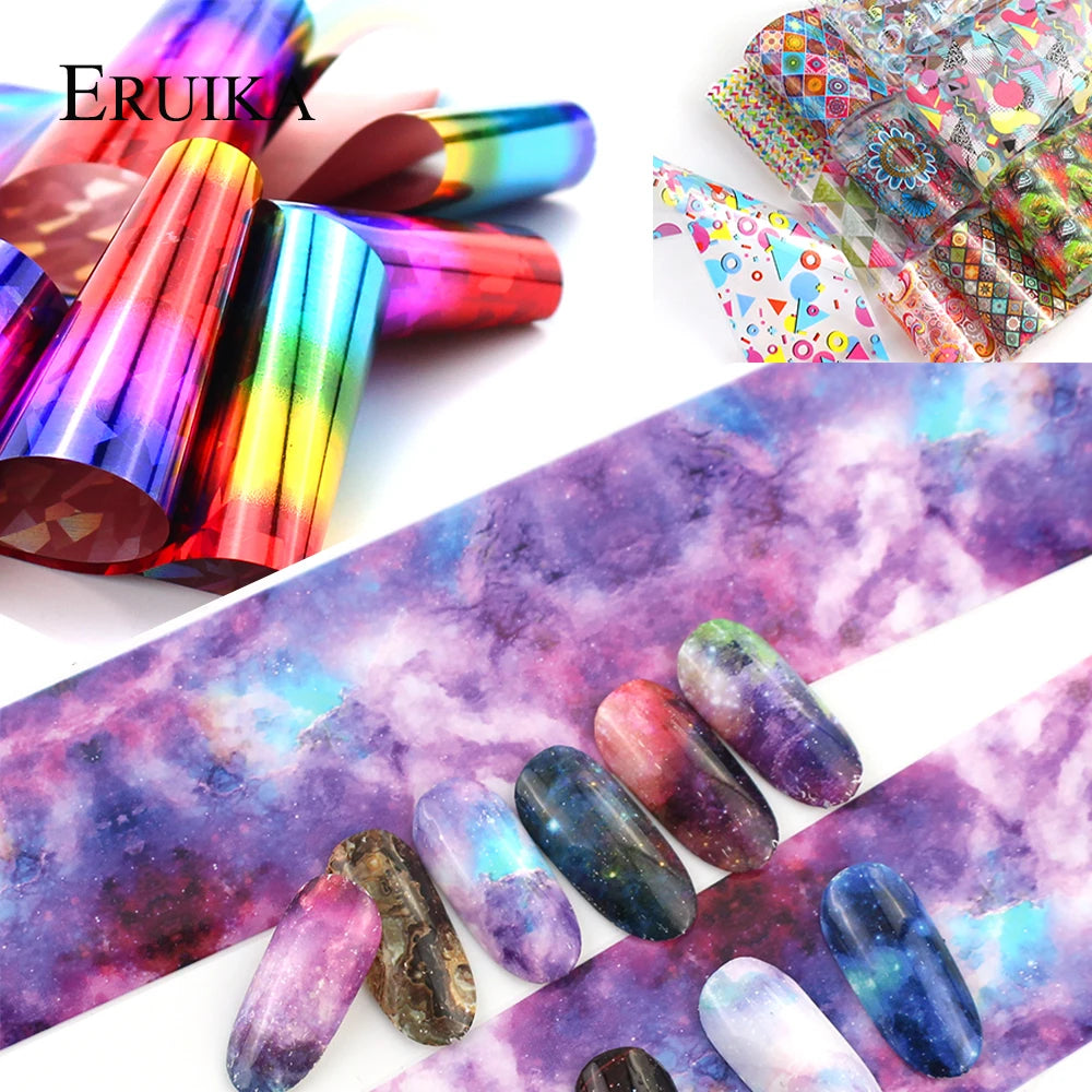 10x Transfer-Nagelfolie 4×20cm – Mix Muster für kreative Nail Art