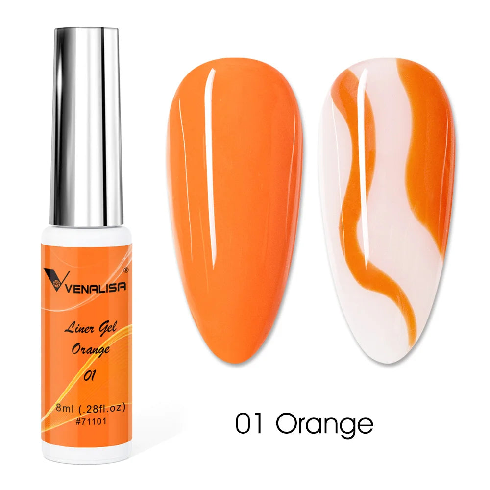 Venalisa Liner Gel 8ml – 21 Farben für Nailart & Feine Linien