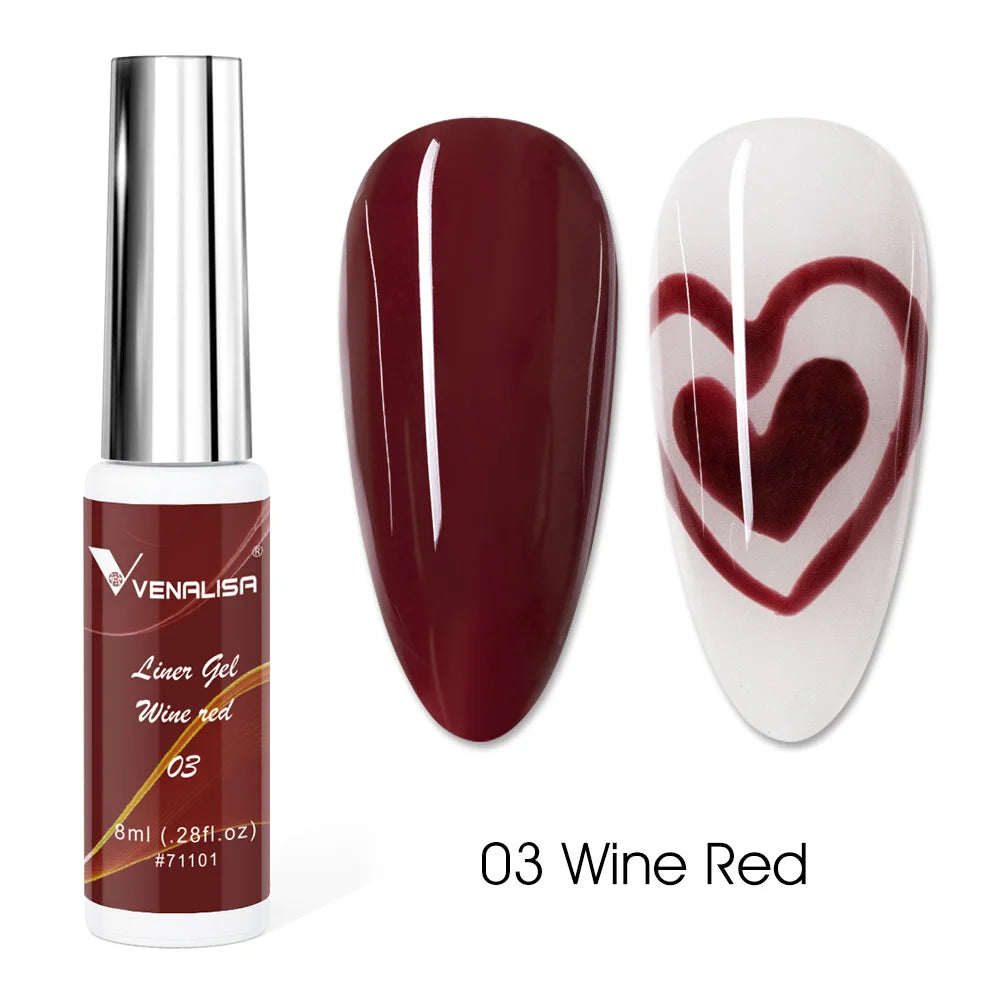 Venalisa Liner Gel 8ml – 21 Farben für Nailart & Feine Linien