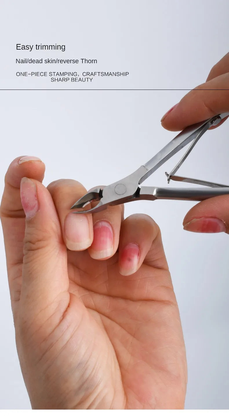 Profi Edelstahl-Nagelhautzange mit Feder – Für Finger- & Fußnägel