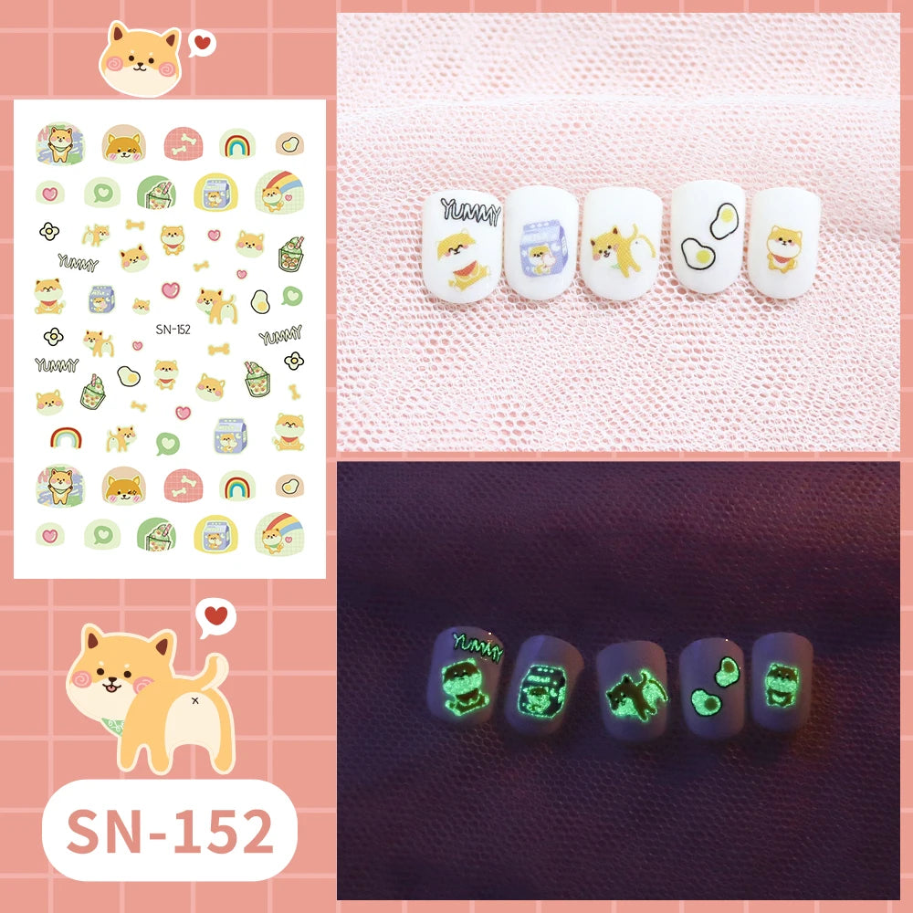 Leuchtende Kinder-Nagelsticker mit Tiermotiven – Glow-in-the-Dark Nail Art