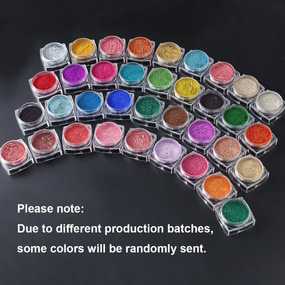 36er-Set Chrome-Pigmente – Superhelle Metallic Mirror Powder für Nailart