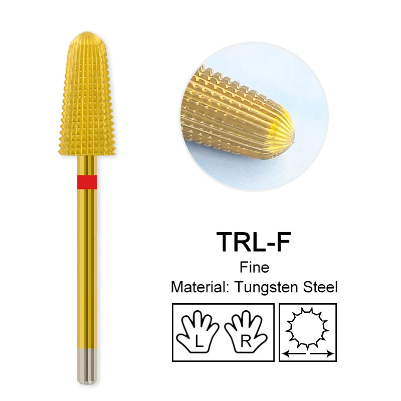 Tapered Barrel Fräserbit – Hartmetall (Tungsten), für Gelentfernung & Polieren (4XC, Gold)