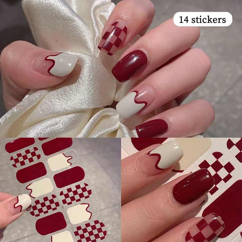 14-teilige Nagelfolien „Pastell Rainbow“ – Selbstklebende Full Cover Nail Wraps