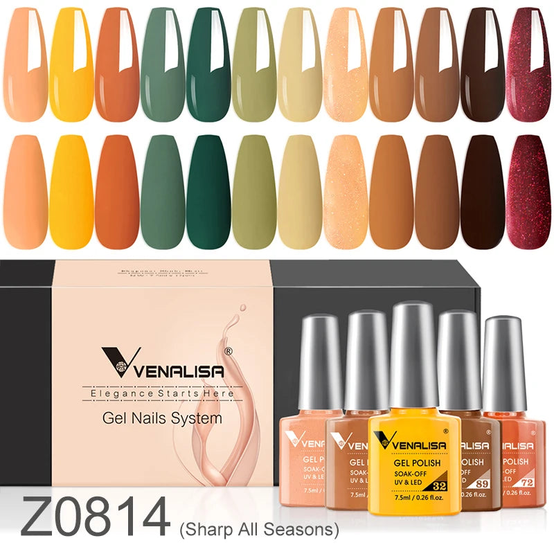 Venalisa Gel Nagellack Set – Herbstfarben, 12er-Box "Sunshine Kiss" 1.