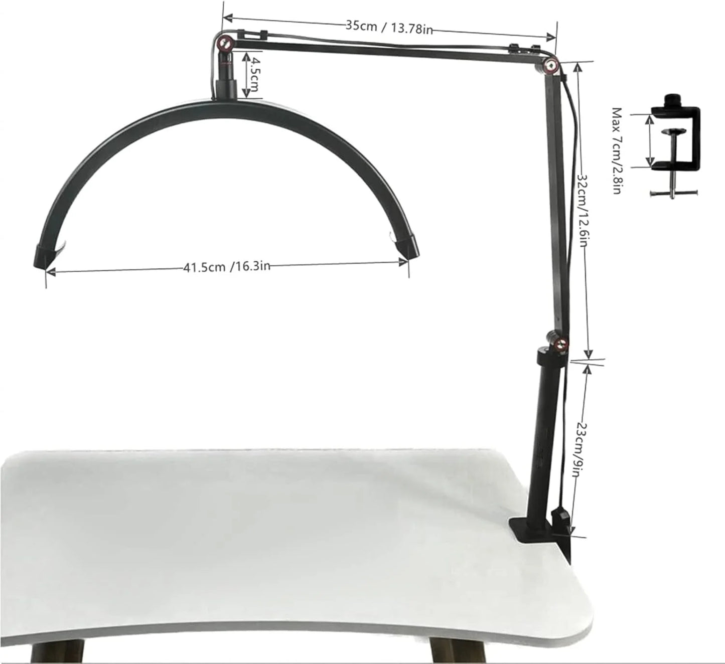 20W LED Tischlampe im Halbmond-Design – Dimmbare Arbeitsleuchte für Nagelstudio, Kosmetik & Tattoo