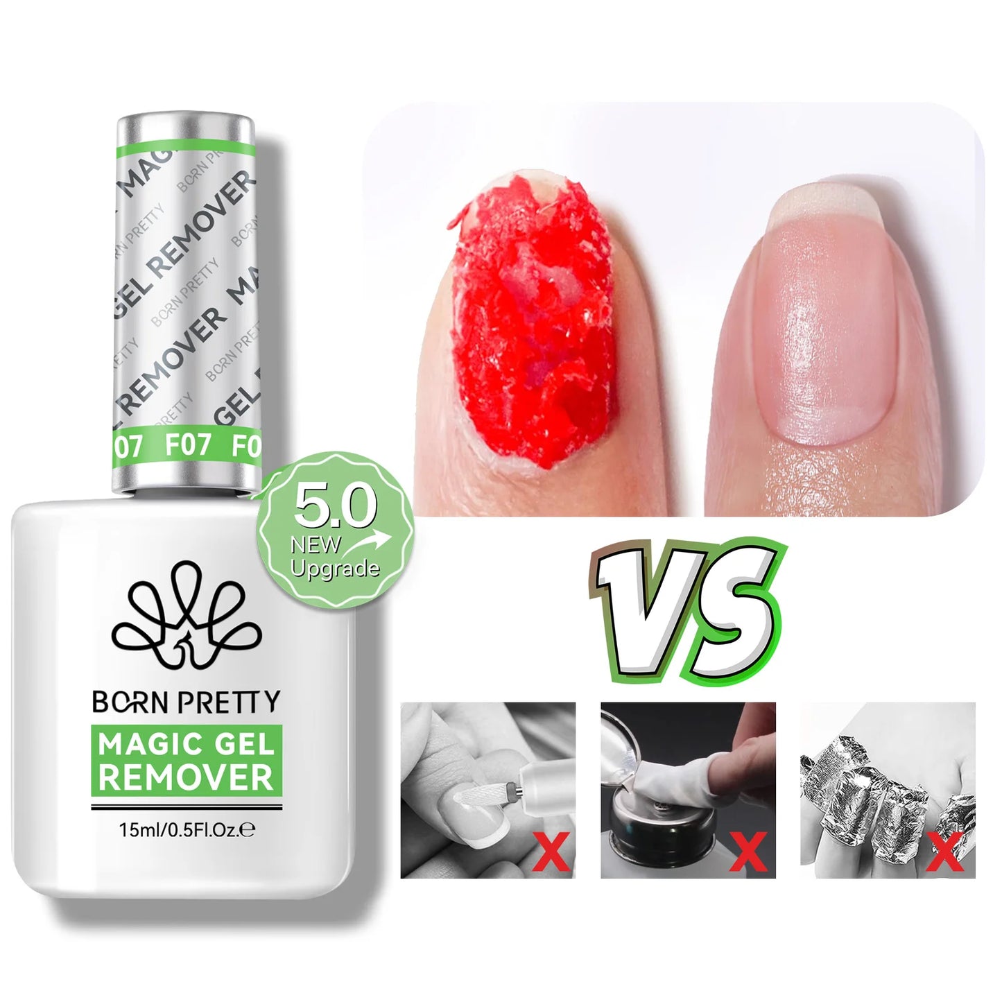 BORN PRETTY Remover-Set 15ml – Gelentferner + Tools für Peel-Off Maniküre