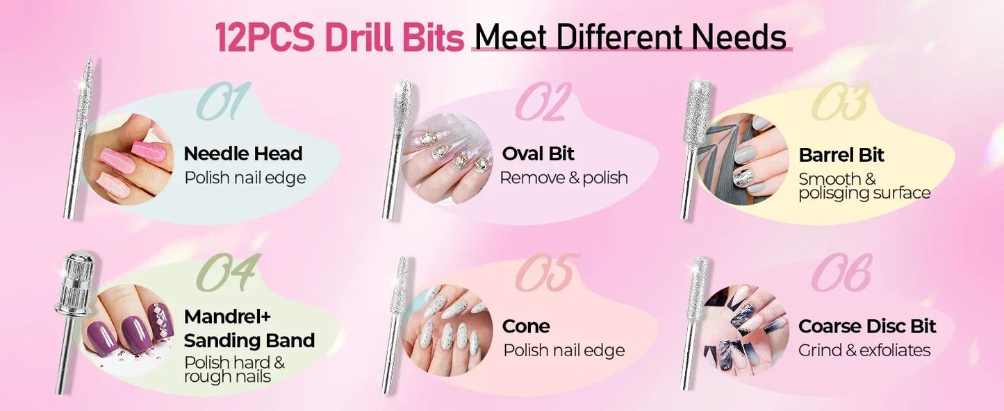 Elektrische Nagelfräse 40.000 U/min mit LCD-Display – Profi Nail Drill Set für Gel & Acryl