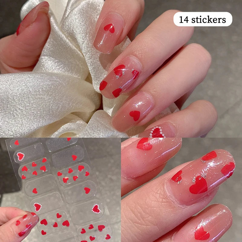 14-teilige Nagelfolien „Pastell Rainbow“ – Selbstklebende Full Cover Nail Wraps
