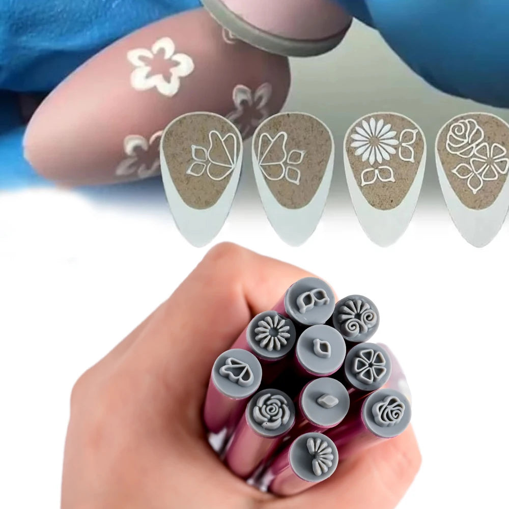 4/6/10er-Set Nailart-Stempelstifte – Blumen- & Schmetterlingsmotive für kreative Designs