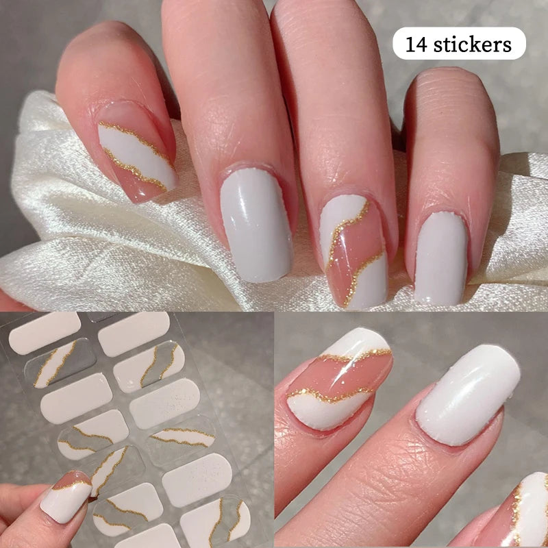 14-teilige Nagelfolien „Pastell Rainbow“ – Selbstklebende Full Cover Nail Wraps