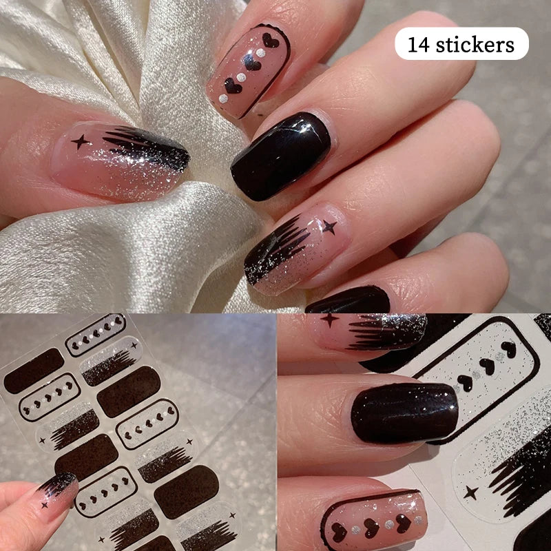 14-teilige Nagelfolien „Pastell Rainbow“ – Selbstklebende Full Cover Nail Wraps