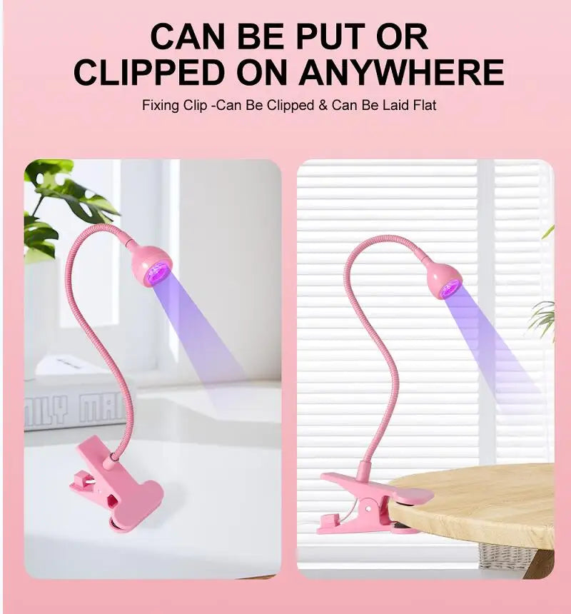 Flexible LED Nagellampe 3W mit Clip – USB UV-Licht zum schnellen Trocknen von Gel