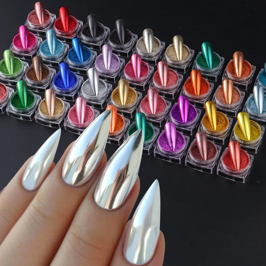 36er-Set Chrome-Pigmente – Superhelle Metallic Mirror Powder für Nailart
