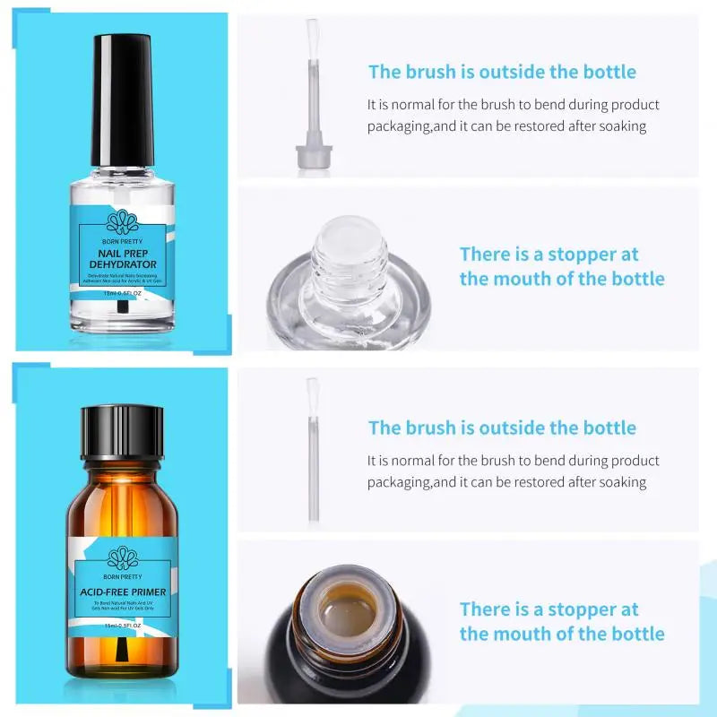 BORN PRETTY 15ml Primer & Base/Top Coat – Ohne UV-Lampe, schnelltrocknend