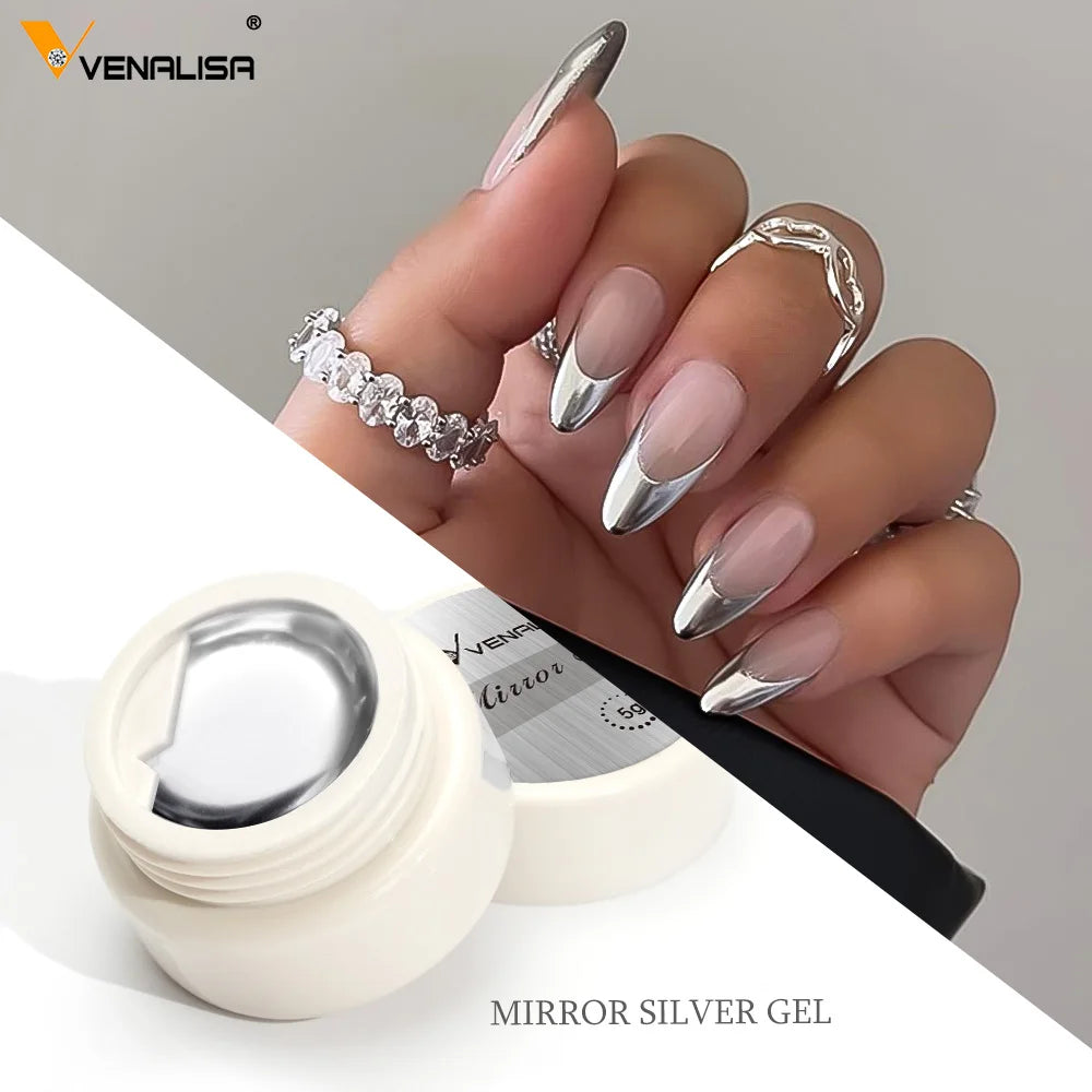 Venalisa 5ml Metallic Mirror Gel – Silber & Gold – UV-Gel für Spiegeleffekt & Modellage