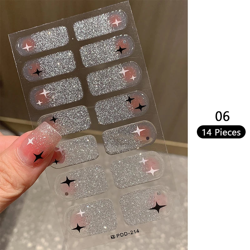 14-teilige Nagelfolien „Pastell Rainbow“ – Selbstklebende Full Cover Nail Wraps