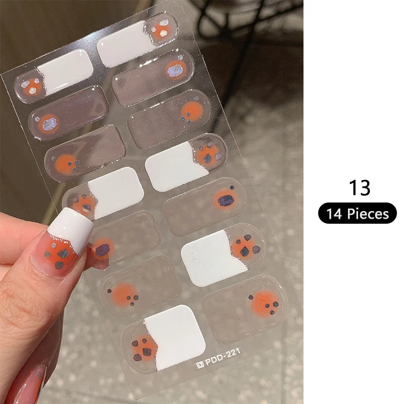 14-teilige Nagelfolien „Pastell Rainbow“ – Selbstklebende Full Cover Nail Wraps