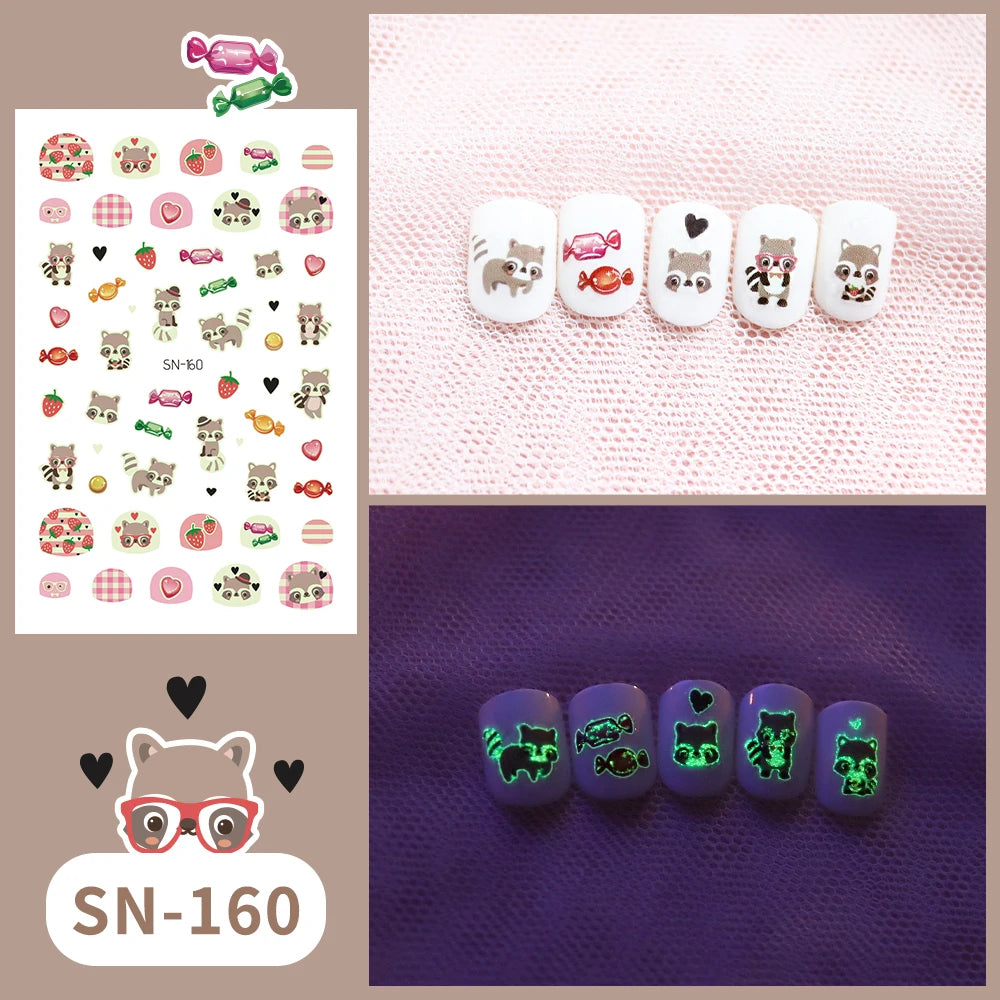 Leuchtende Kinder-Nagelsticker mit Tiermotiven – Glow-in-the-Dark Nail Art