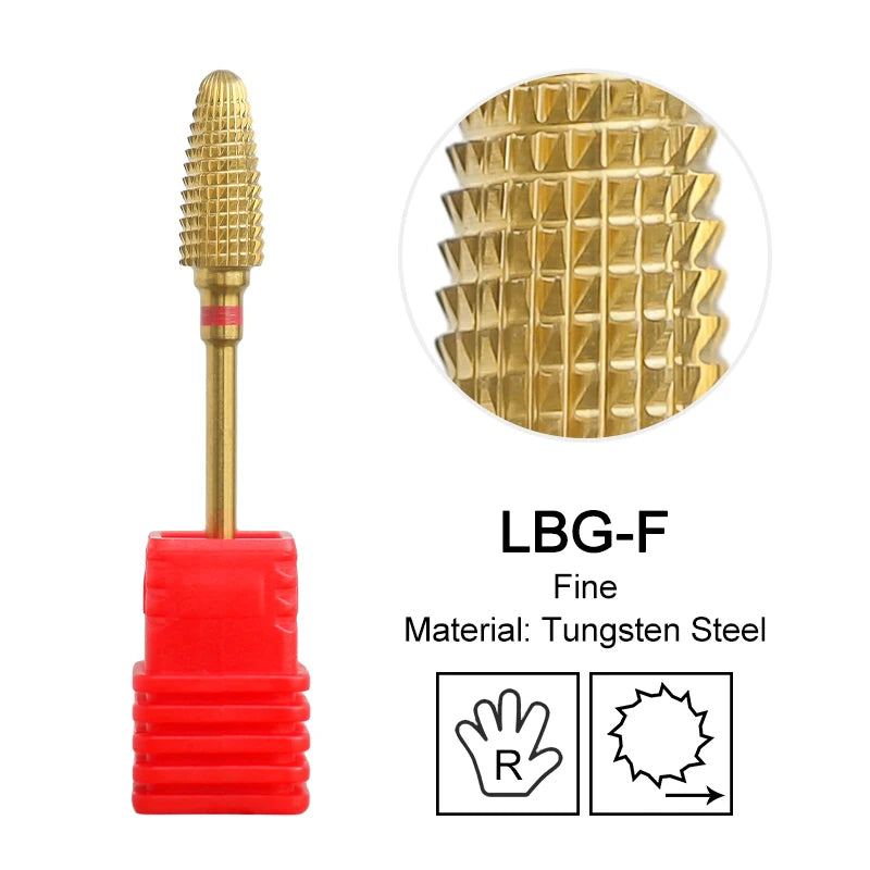 Tapered Barrel Fräserbit – Hartmetall (Tungsten), für Gelentfernung & Polieren (4XC, Gold)