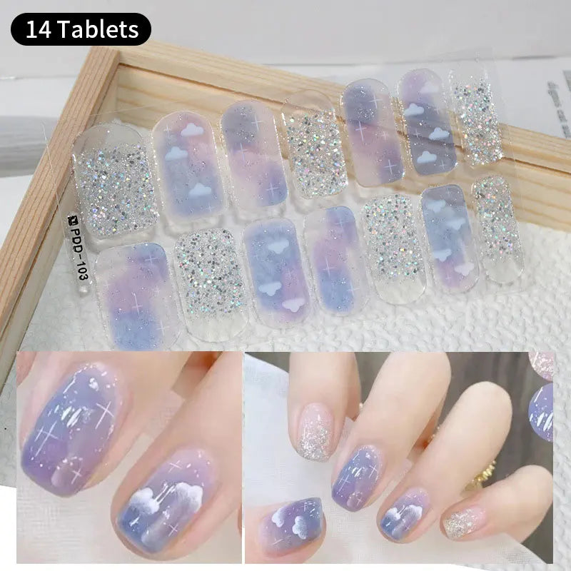 Fullcover Nail Sticker – Modische selbstklebende Nagelfolien mit Glitzer 2.