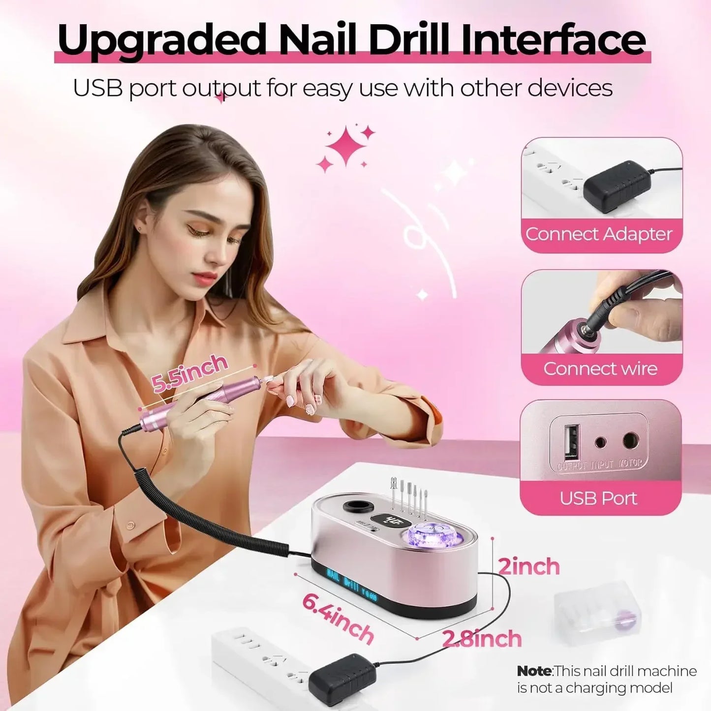Elektrische Nagelfräse 40.000 U/min mit LCD-Display – Profi Nail Drill Set für Gel & Acryl