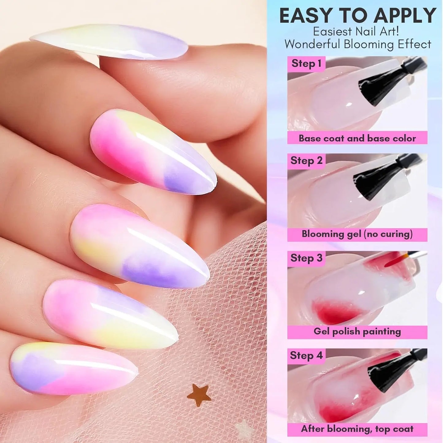 Blooming Gel Klar 15ml – Nailart Gel für Marmor-, Aquarell- & Blumen-Effekte