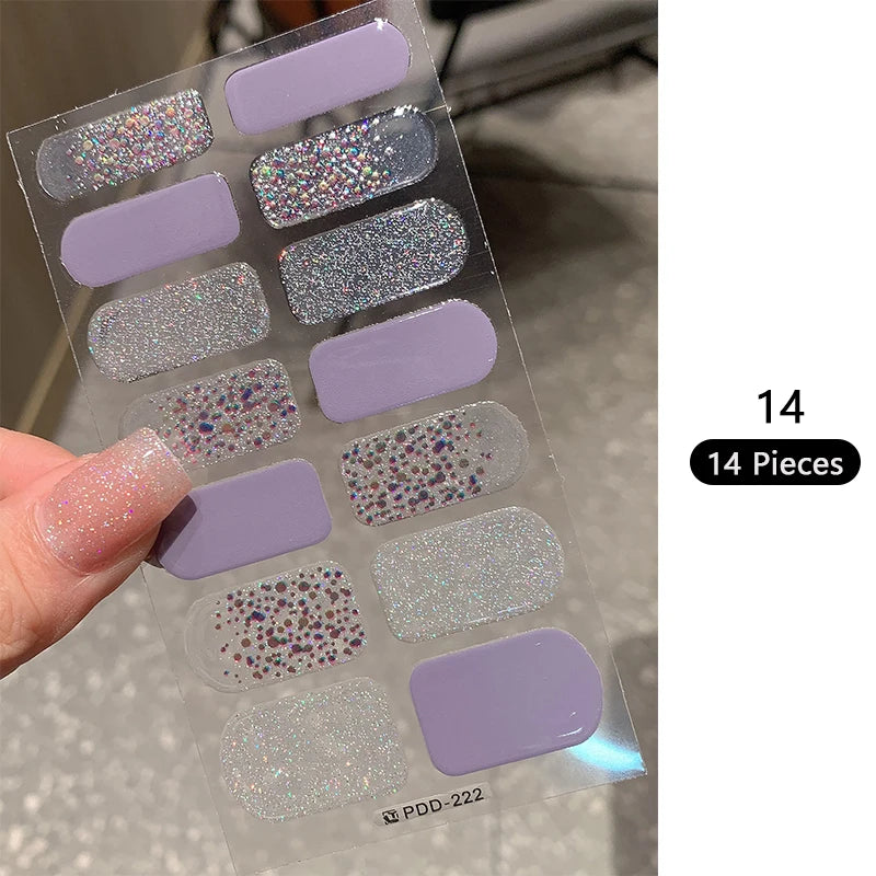 14-teilige Nagelfolien „Pastell Rainbow“ – Selbstklebende Full Cover Nail Wraps