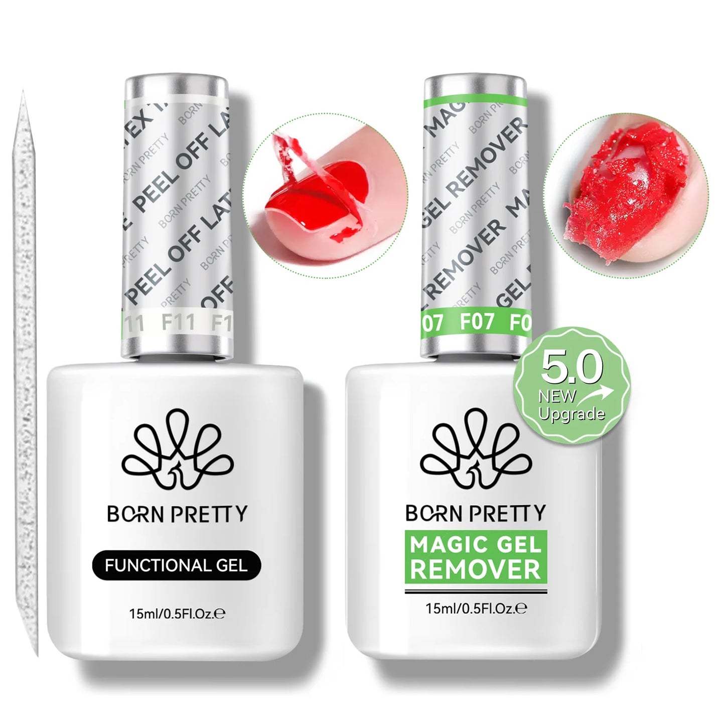 BORN PRETTY Remover-Set 15ml – Gelentferner + Tools für Peel-Off Maniküre