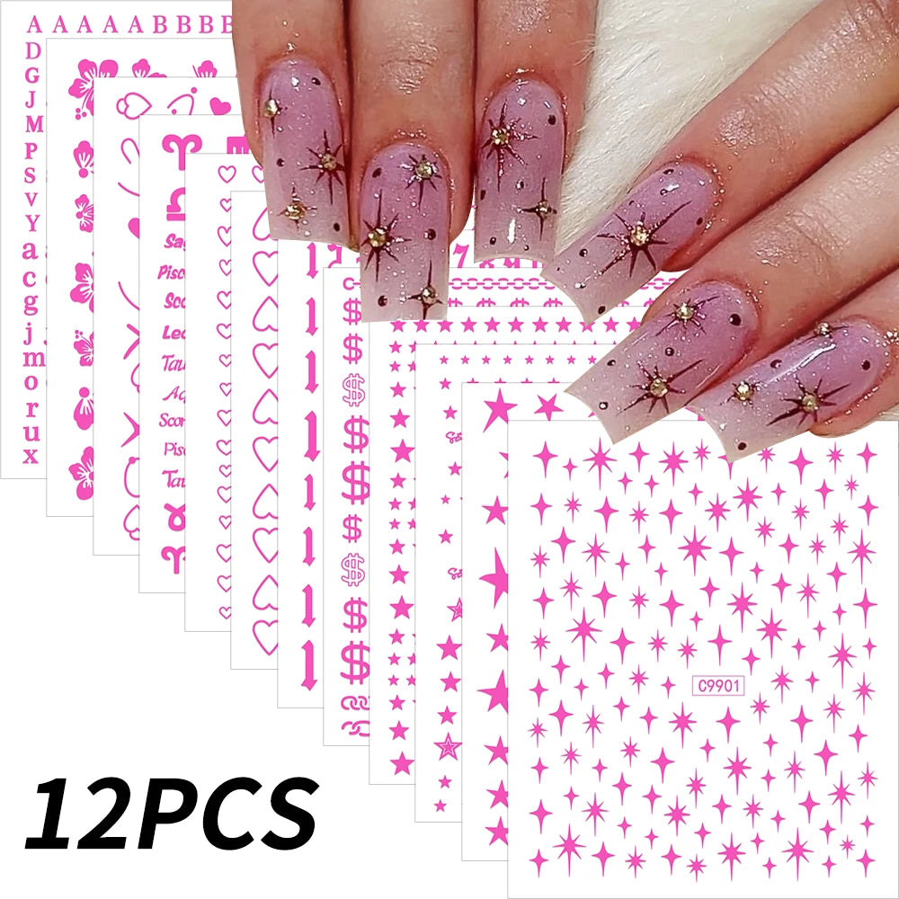 Nagelsticker „Stitch & Angel“ – 12 Bögen Cartoon-Kollektion für Kinder & Nail Art