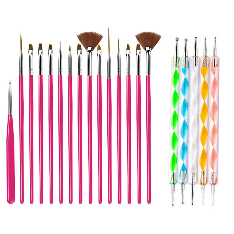 Nail Art Pinselset – 5/20 Stk für Malerei, Dotting, Liner & Acryl-Gel