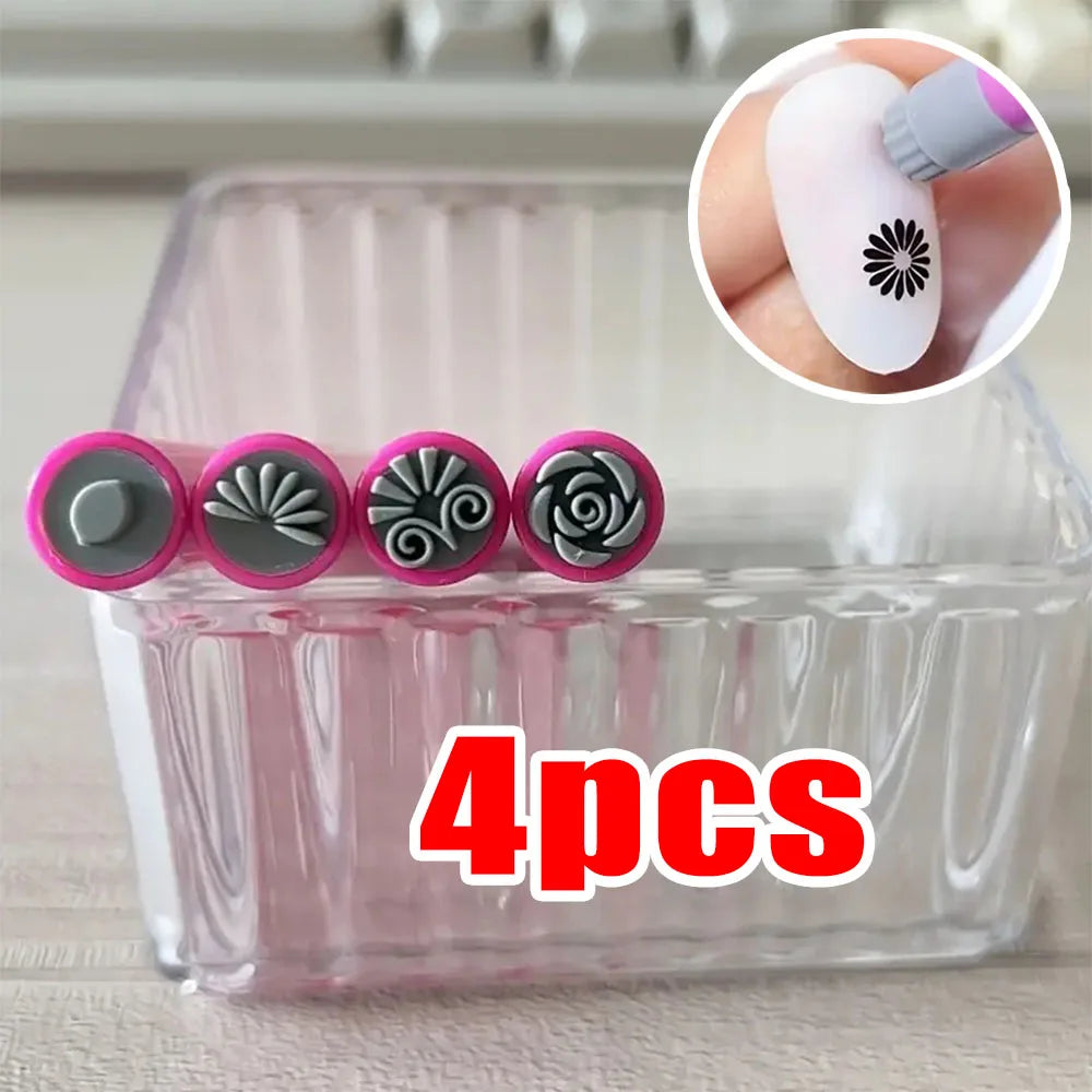 4/6/10er-Set Nailart-Stempelstifte – Blumen- & Schmetterlingsmotive für kreative Designs