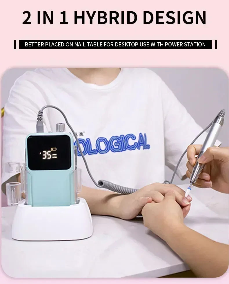 Kabellose Nagelfräse 85 W – 35.000 U/min Profi Brushless Nail Drill für Studio & Zuhause