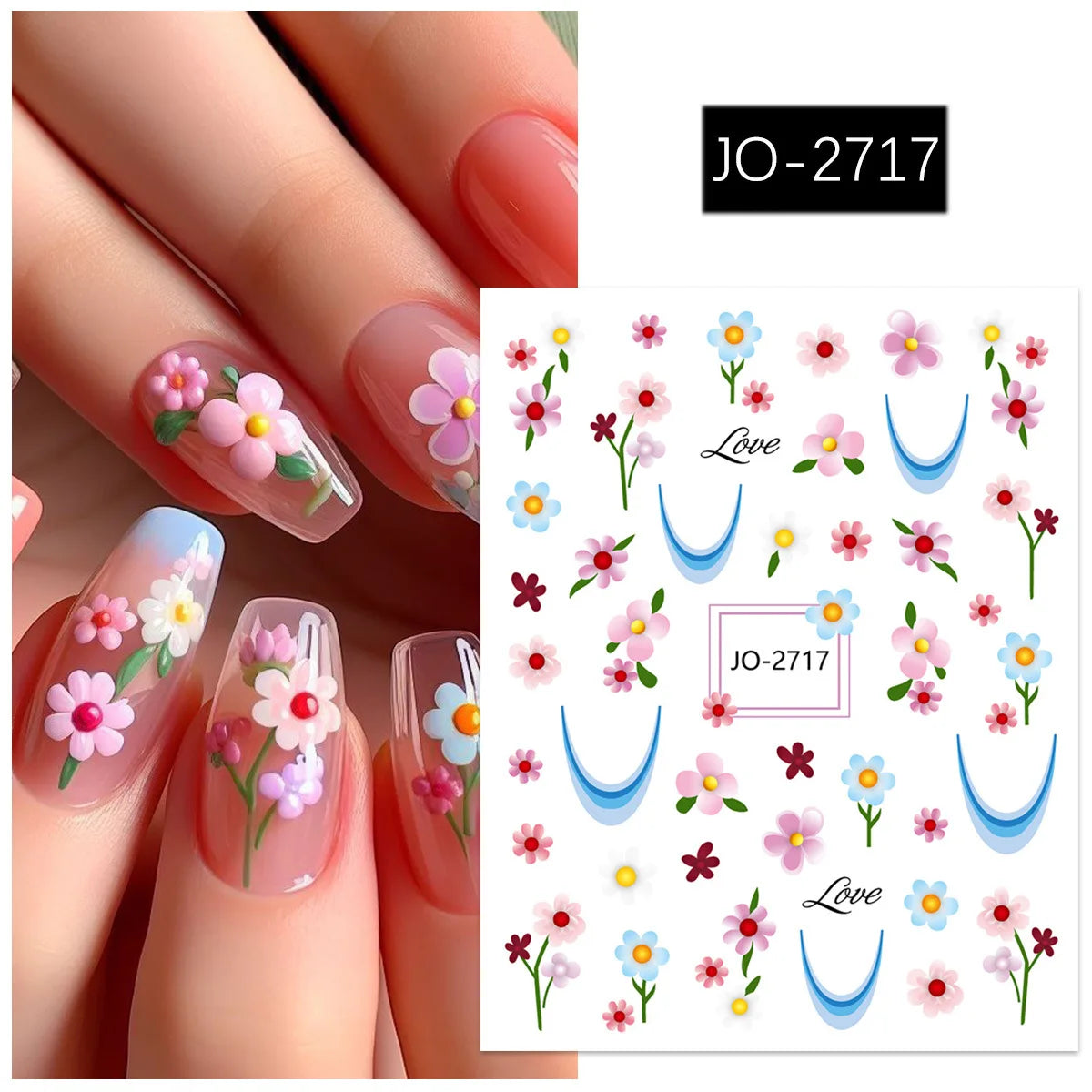 3D Nagelsticker Weißer Pflaumenblüten mit Goldperlen & Schmetterlingen 2.