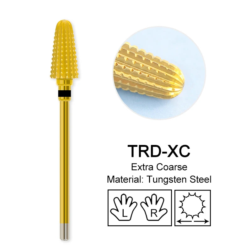 Tapered Barrel Fräserbit – Hartmetall (Tungsten), für Gelentfernung & Polieren (4XC, Gold)