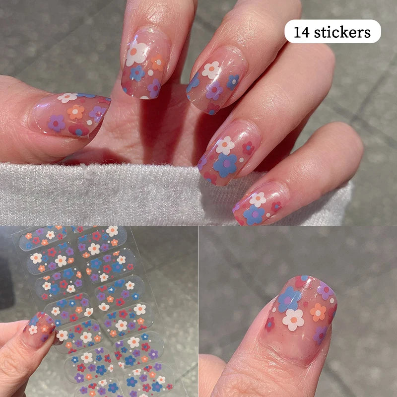 14-teilige Nagelfolien „Pastell Rainbow“ – Selbstklebende Full Cover Nail Wraps