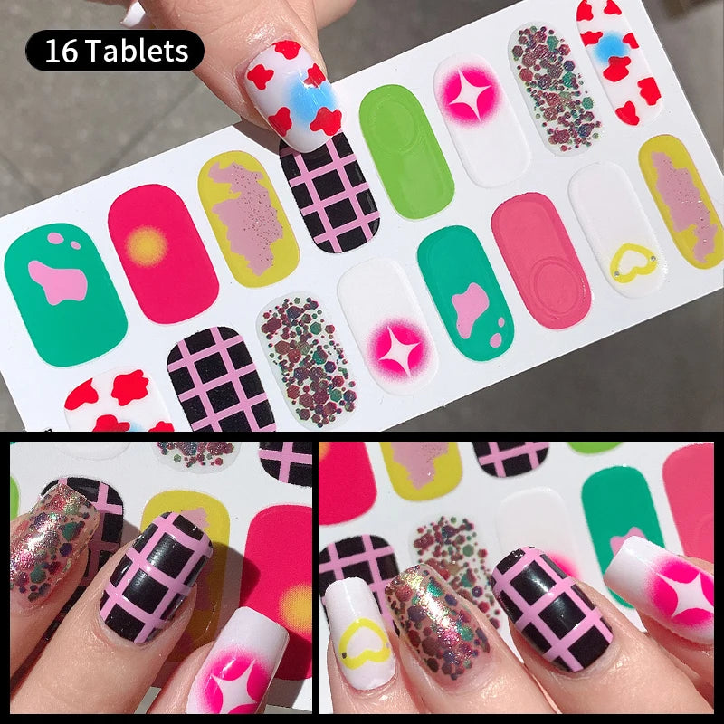 Fullcover Nail Sticker – Modische selbstklebende Nagelfolien mit Glitzer 2.