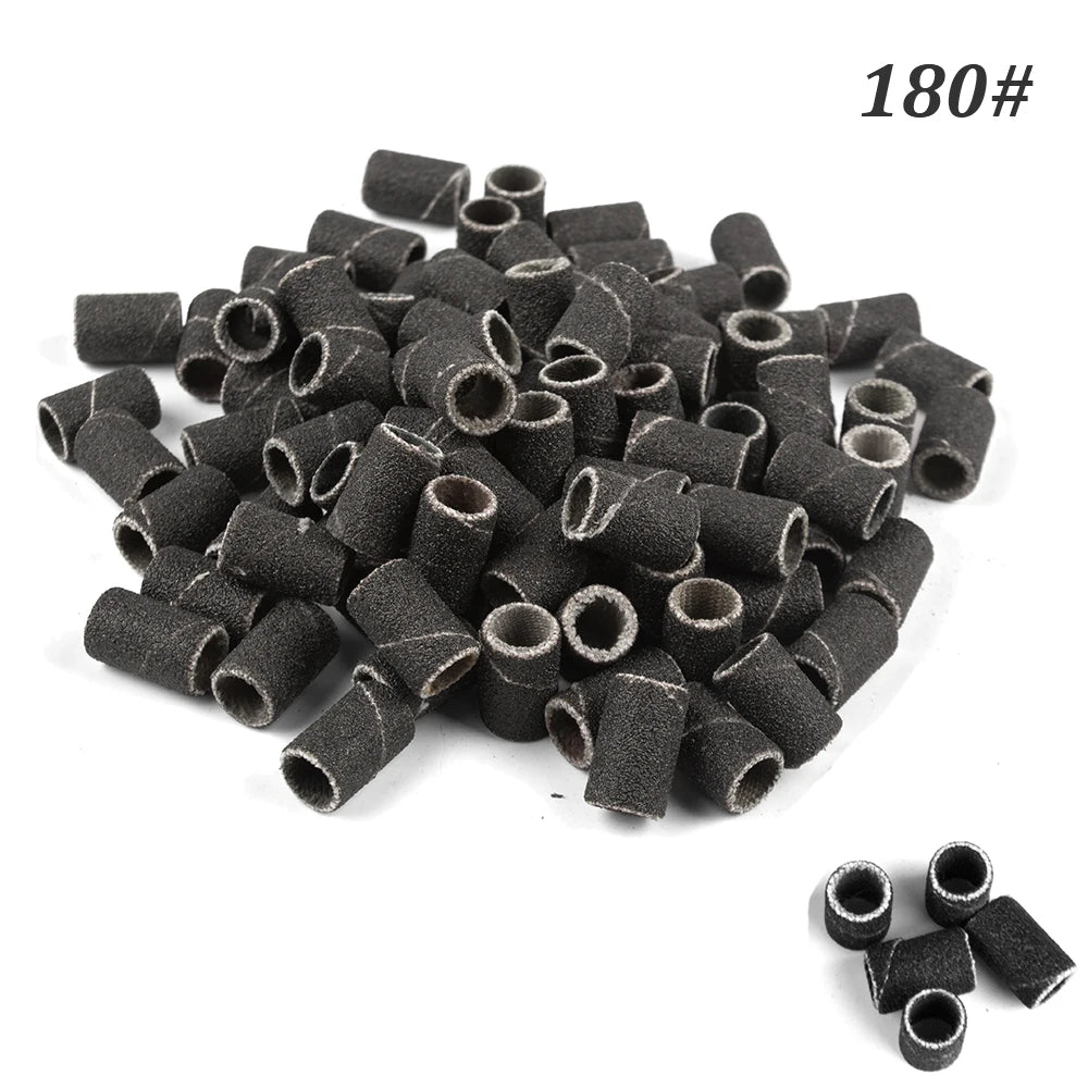 500 Stück Schleifhülsen Set – 80/120/180/240 Grit für Maniküre, Nagelfräser & Gelentfernung