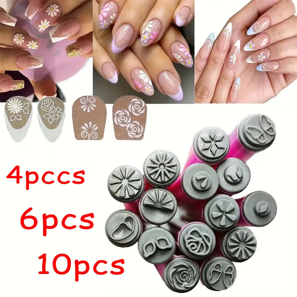 4/6/10er-Set Nailart-Stempelstifte – Blumen- & Schmetterlingsmotive für kreative Designs