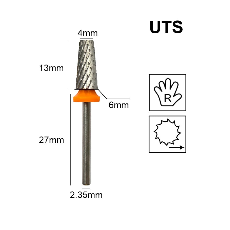 Tapered Barrel Fräserbit – Hartmetall (Tungsten), für Gelentfernung & Polieren (4XC, Gold)