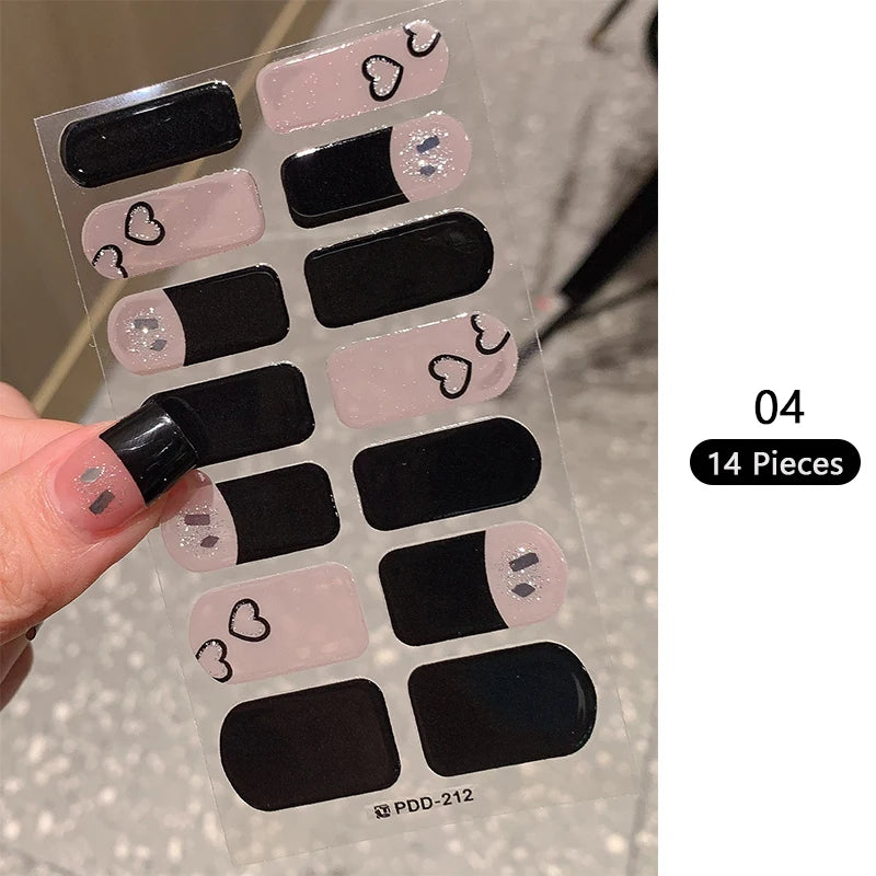 14-teilige Nagelfolien „Pastell Rainbow“ – Selbstklebende Full Cover Nail Wraps