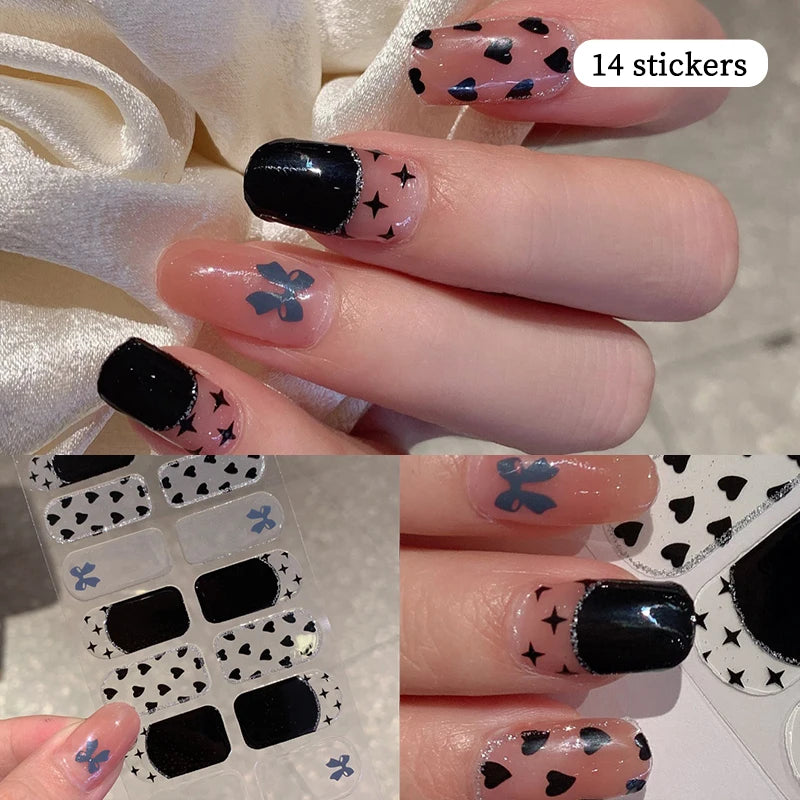 14-teilige Nagelfolien „Pastell Rainbow“ – Selbstklebende Full Cover Nail Wraps